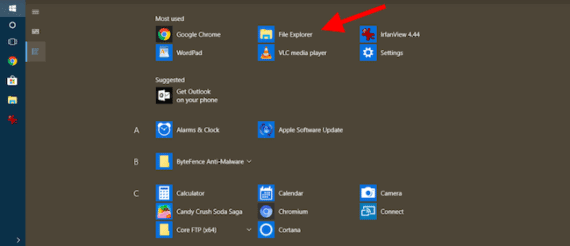 open file explorer