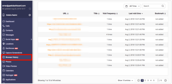 FoneMonitor - Browser History