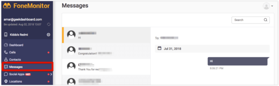 FoneMonitor - Messages
