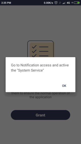 Enable Notification Access permission to monitor phone notifications