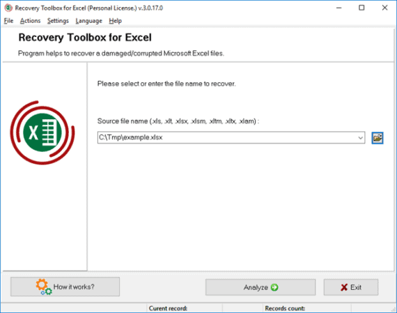 Excel file recovery