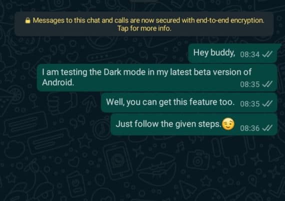 Steps to enable WhatsApp dark theme