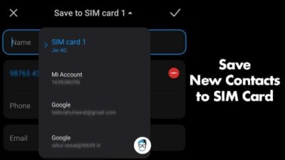 Save New Contacts in SIM card