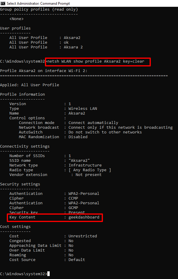 how to find wifi password on windows 10 with command prompt