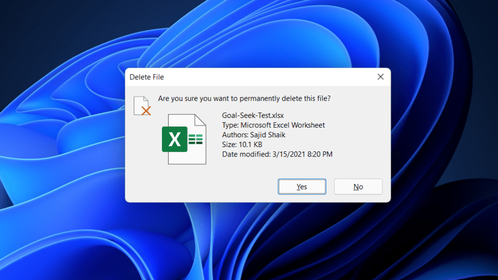 Shift+Deleteを押してファイルまたはフォルダを強制的に削除する
