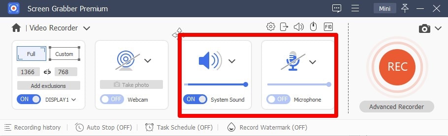 AceThinker Screen Grabber - Audio Preferences