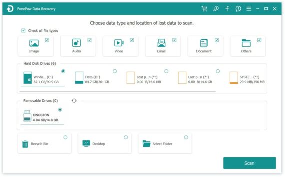 Choose File Type and Laptop Hard Drive