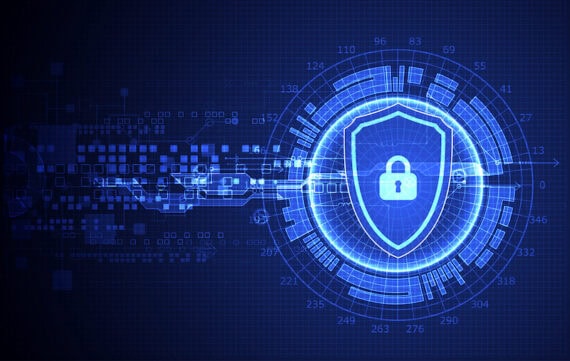 Protection concept of digital and technological. Protect mechanism, system privacy, vector illustration