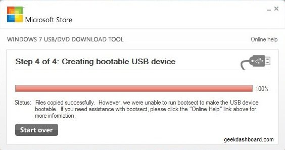 unable to run bootsect